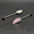 1933 British vintage pair of sterling silver demitasse spoons with enamel decoration